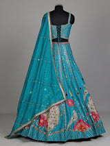 Firozi regal banarasi women lehenga choli with dupatta
