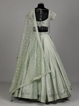 Pista green embellished women lehenga choli with dupatta