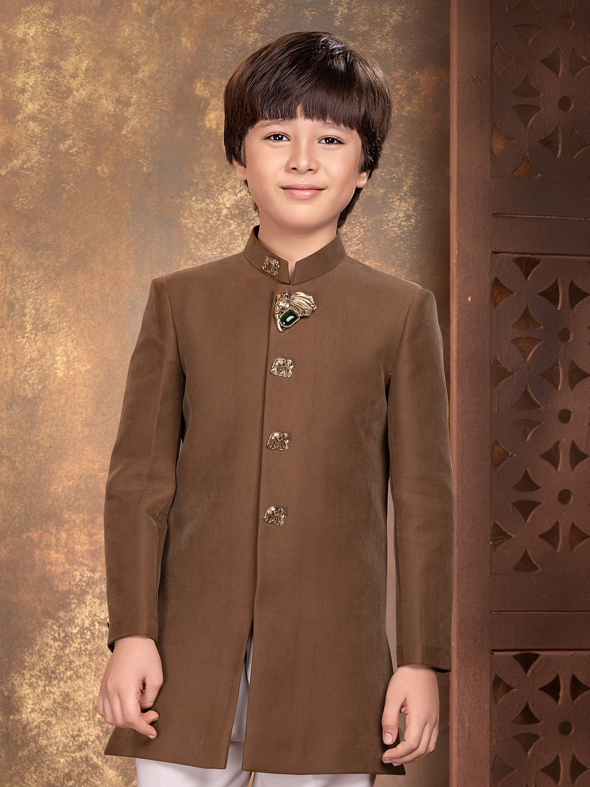 Brown royal  boys indo western outfit