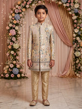Beige mughal garden boys indo western