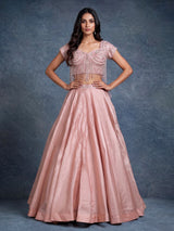 Pink crystal fringe women lehenga choli