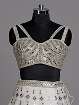 White contemporary cutout women lehenga choli