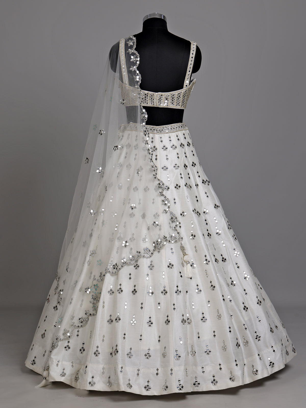 White contemporary cutout women lehenga choli