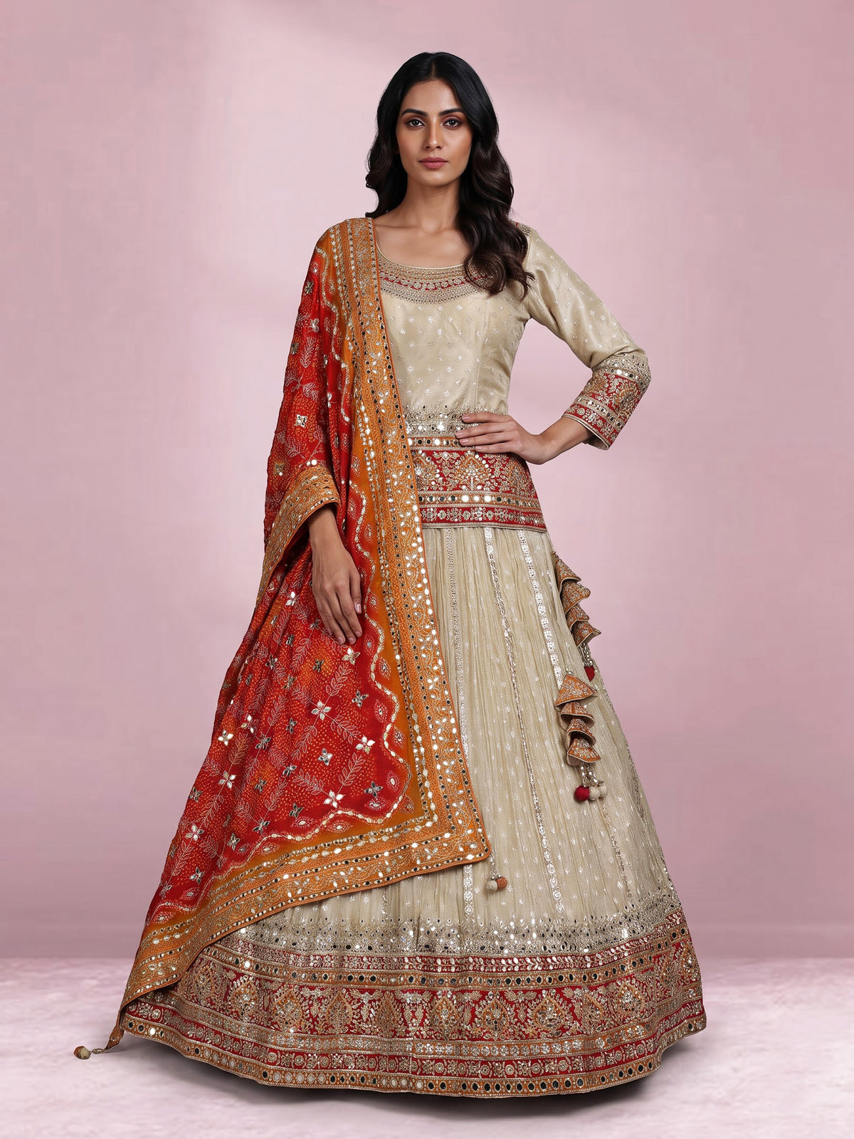 Off white wedding women lehenga choli