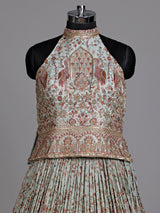 Sky blue peacock women lehenga choli