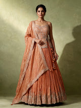 Rust orange ornate women lehenga choli
