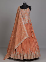 Rust orange ornate women lehenga choli