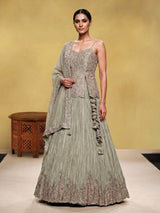 Pista green baroque women lehenga choli