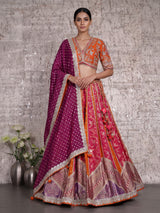 Rust orange jharokha women lehenga choli