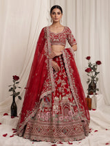 Red royal mughal women lehenga choli