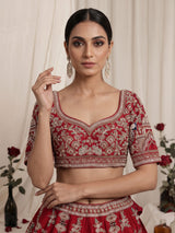 Red royal mughal women lehenga choli