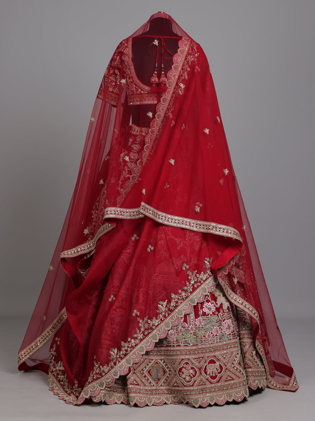 Red royal mughal women lehenga choli