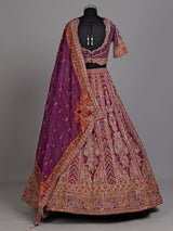 Purple bandhani printed women lehenga choli