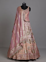 Peach peplum brocade women lehenga choli