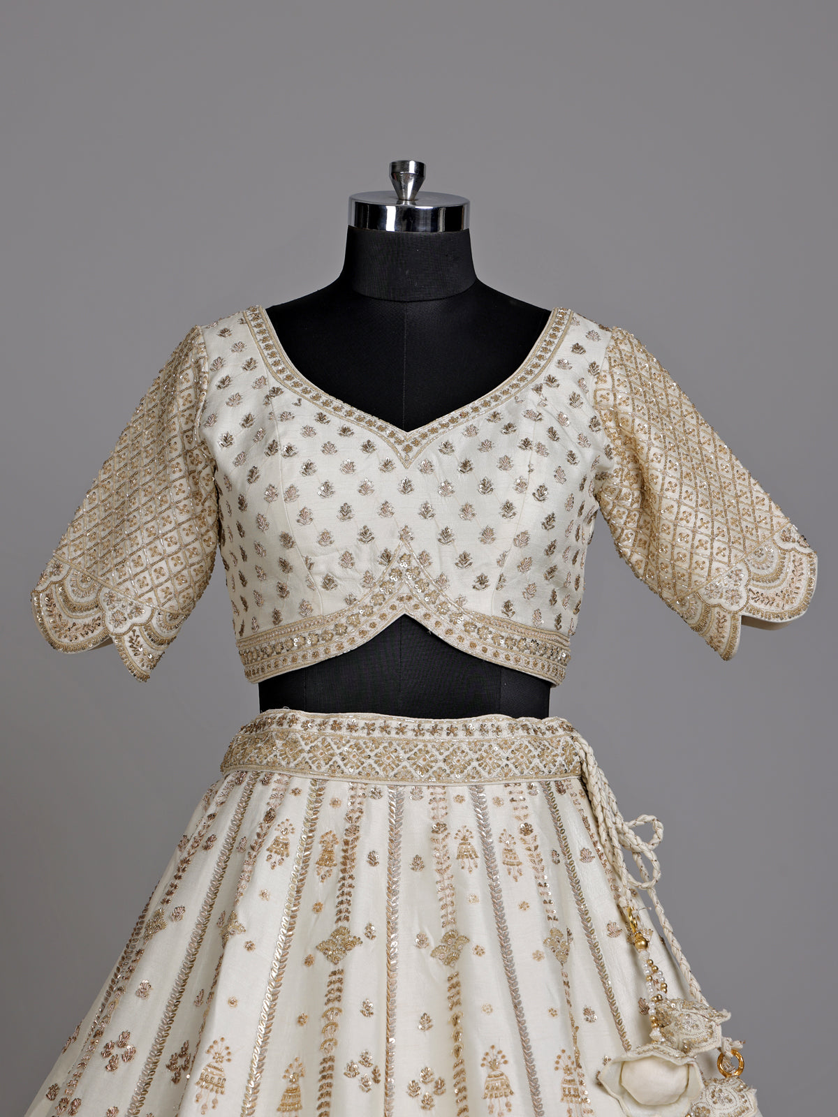 Cream mughal flare women lehenga choli