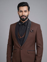 Coffee brown shawl lapel tuxedo set