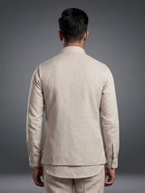 Cream ethnic waistcoat set with silver zardozi crest embroidery