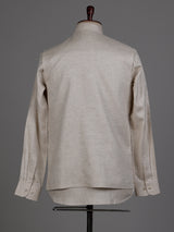 Cream ethnic waistcoat set with silver zardozi crest embroidery