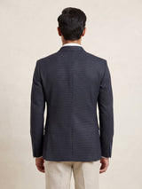 Deep navy micro knit textured single breasted blazer