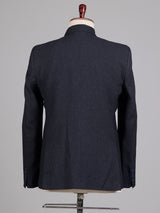 Deep navy micro knit textured single breasted blazer