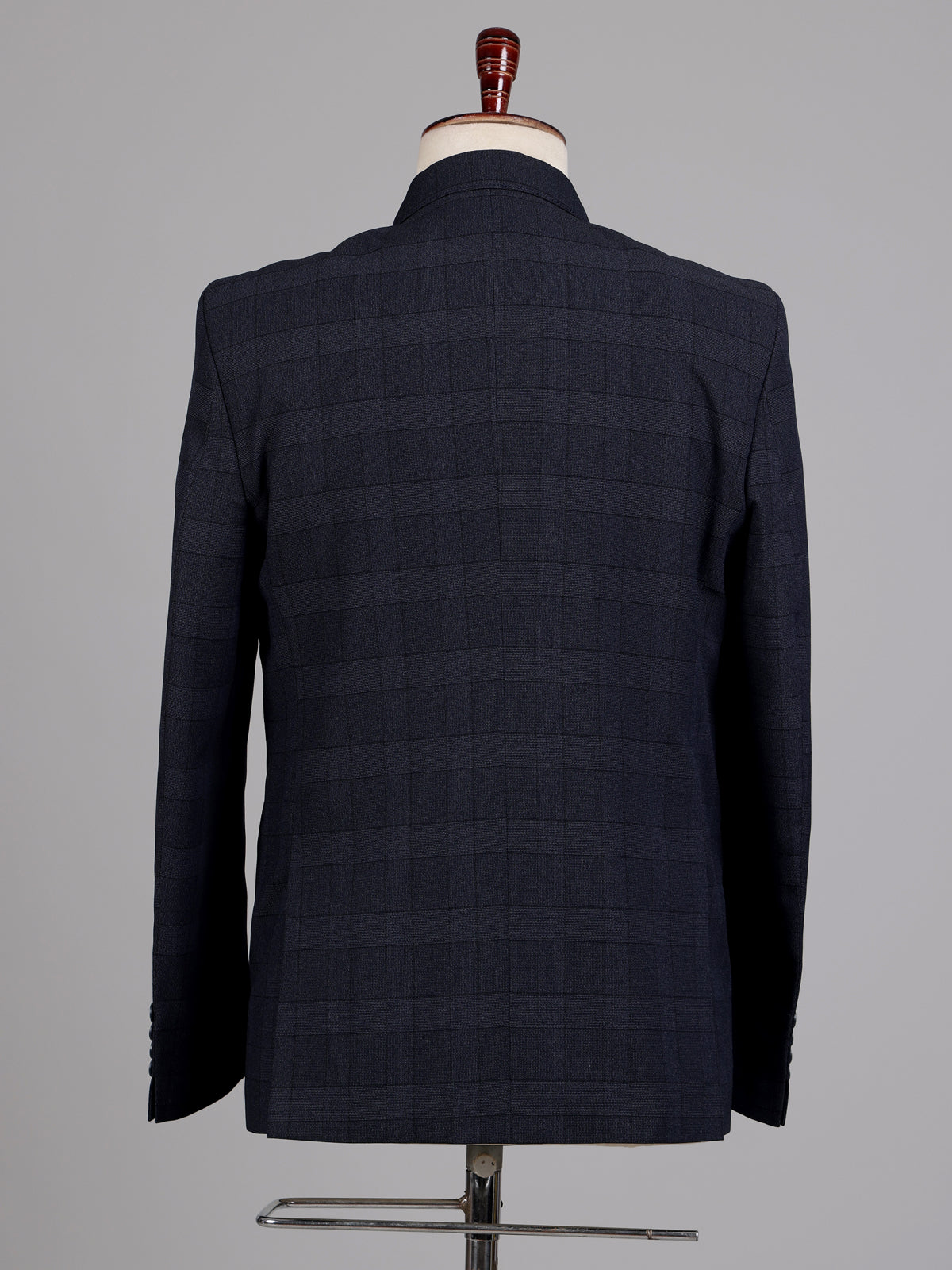 Midnight navy textured self weave double breasted blazer