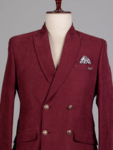 Royal wine double breasted peak lapel formal blazer
