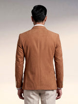 Tan brown suede finish double breasted tailored blazer
