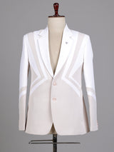 Light beige geometric panel designer blazer