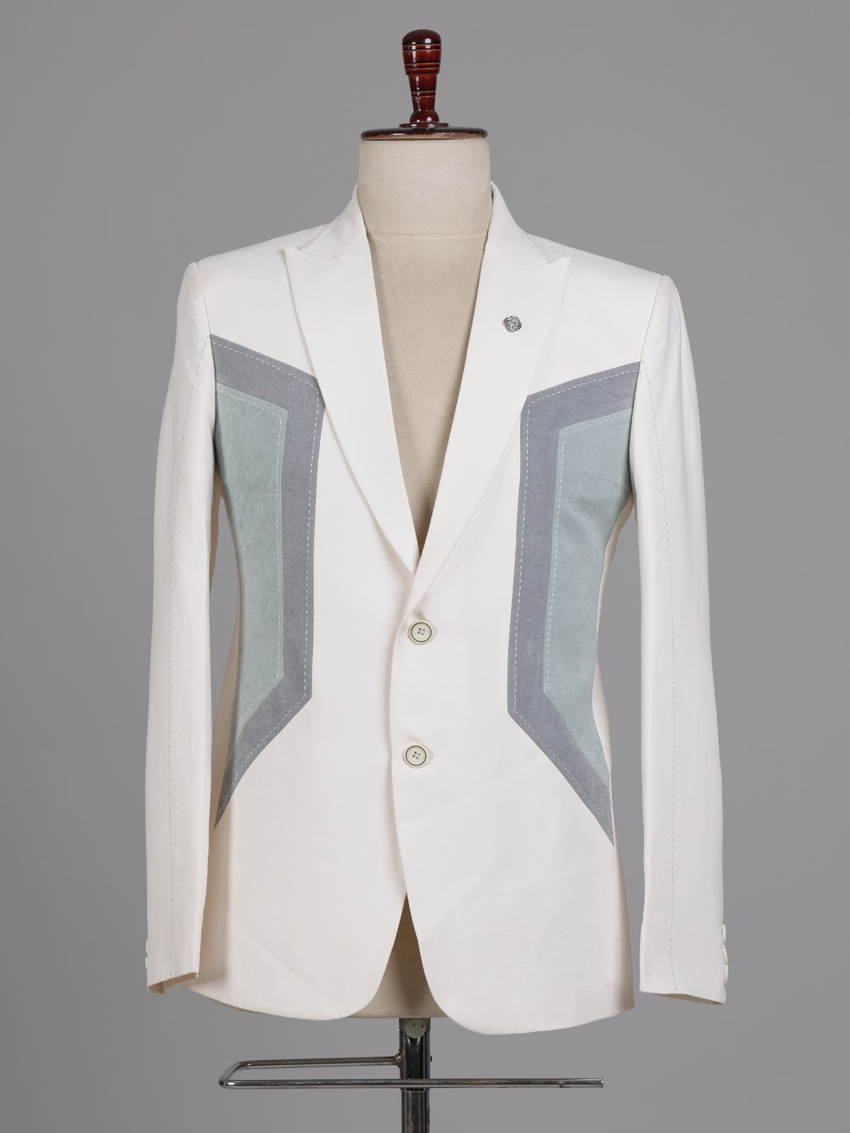 Off White contemporary blazer with geometric contrast inset panels
