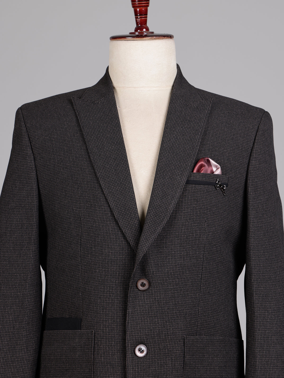 Charcoal black micro textured single breasted evening blazer