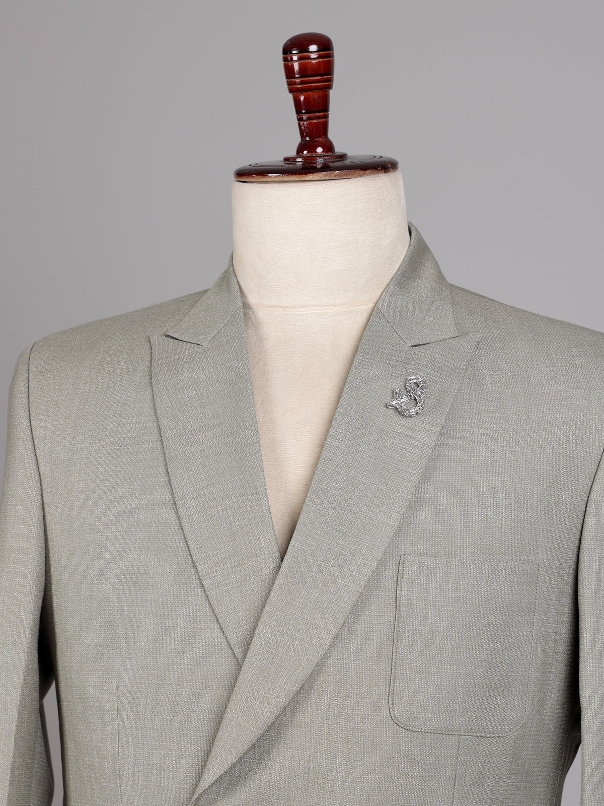 Grey micro textured double breasted formal blazer