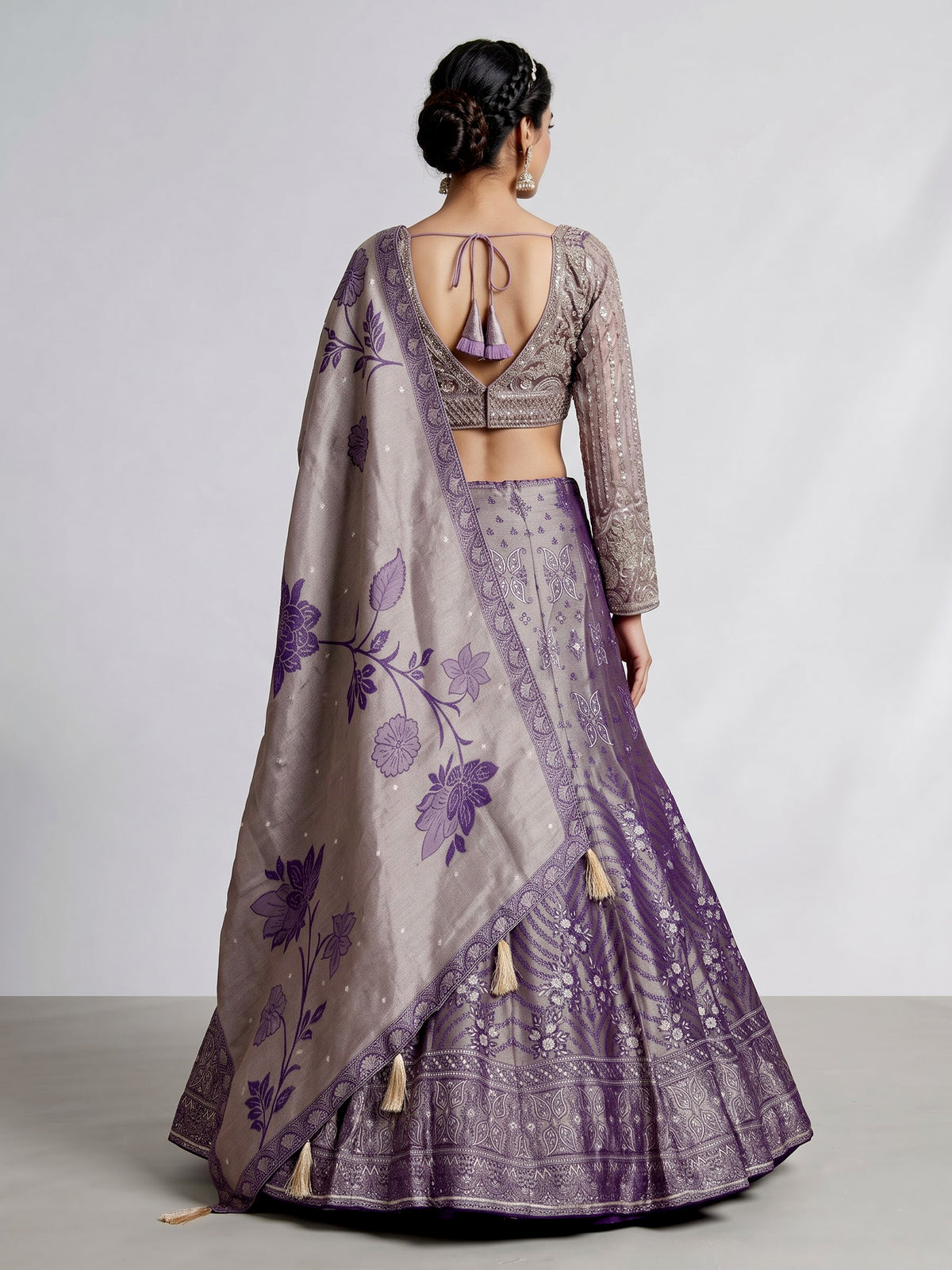 Lavender purple banarasi silk designer lehenga with elegant dupatta