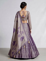 Lavender purple banarasi silk designer lehenga with elegant dupatta