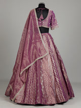 Purple banarasi tissue silk designer lehenga with embellished dupatta