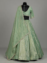 Pista green banarasi tissue silk designer lehenga with dupatta