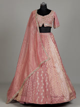 Onion pink banarasi tissue silk designer lehenga with dupatta