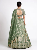 Pista green banarasi silk lehenga choli with dupatta