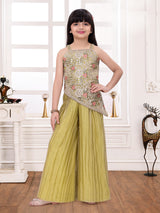 Green statement girls designer palazzo suit