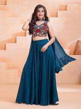Teal blue statement girls palazzo suit