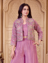 Light purple botanical girls designer palazzo suit