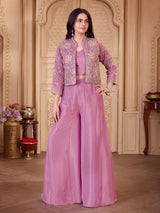 Light purple botanical girls designer palazzo suit