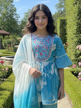 Blue floral girls designer palazzo suit