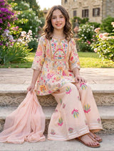 Light peach floral girls sharara suit