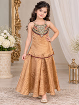 Brown luxurious girls designer palazzo suit