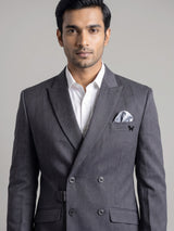 Charcoal grey double-breasted blazer with
