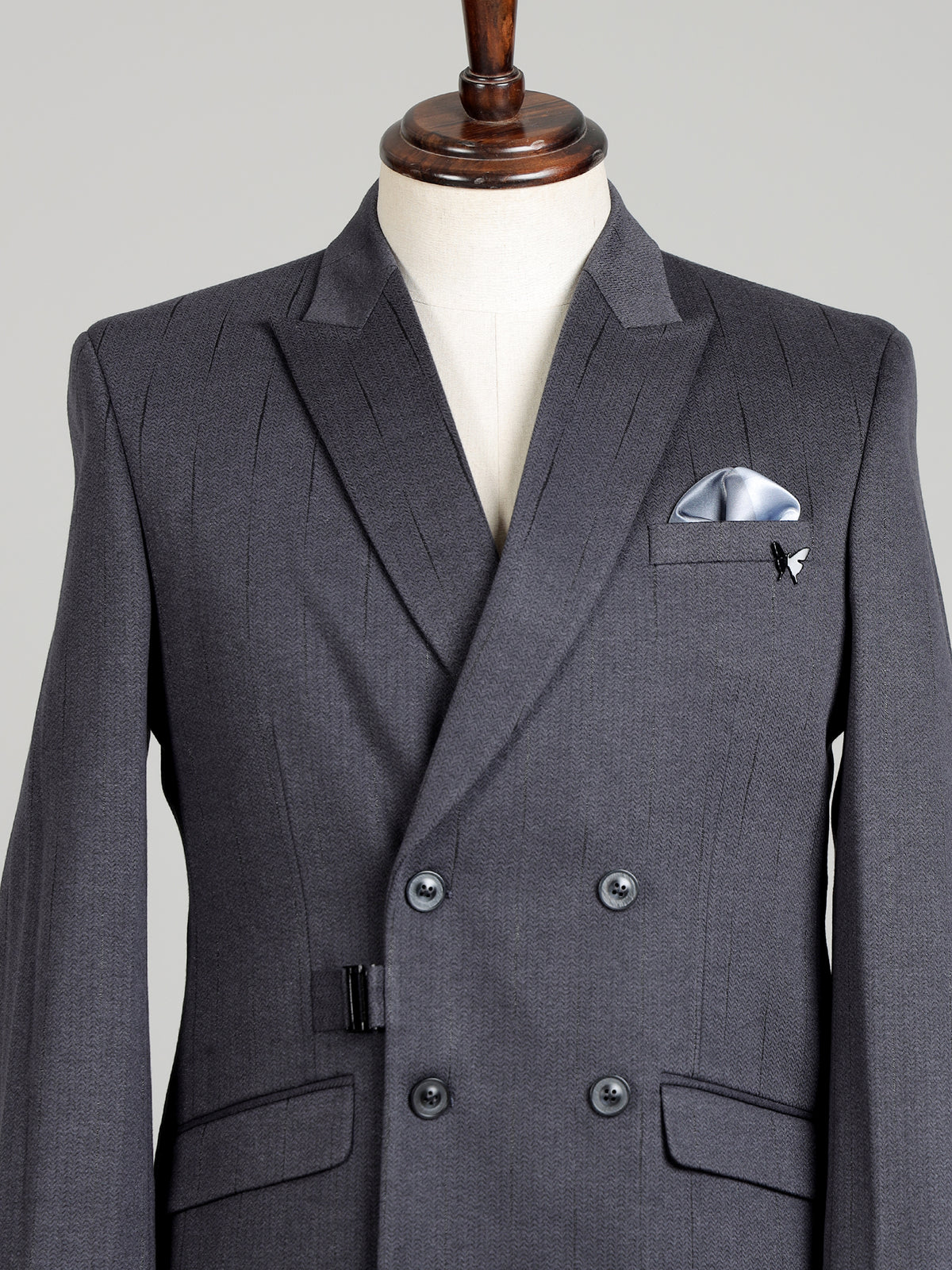 Charcoal grey double-breasted blazer with