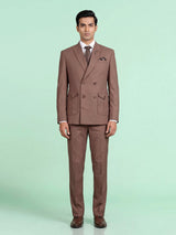 Mocha brown double-breasted coat suit