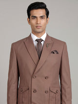 Mocha brown double-breasted coat suit