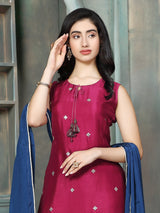 Magenta pink paisley women kurti set