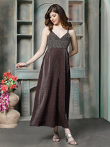 Brown metallic women western dress